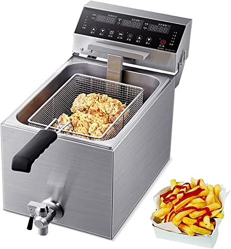 Electric Deep Fryer with Basket Stainless Steel Oil Fryer, 220V Fat Fryer with Removable Basket and Professional Heating Element, Frying Timer & Light Indicator, for Home Kitchen and Restaurant,34L (
