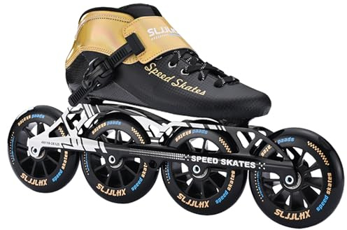 SLJJLHX Inline Speed Skates Adult for Mens Womens, Professional Fitness Racing Skates Adult Male, High Performance Roller Skating, Black
