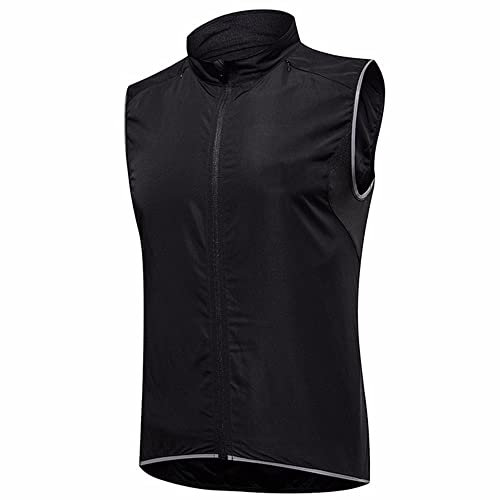 SMTSEC Fahrradweste Herren Damen Reflektierend Winddicht Windstopper Laufweste Wasserdicht Atmungsaktiv MTB Warnweste Fahrrad Ärmellose Weste Jacke Radweste Leicht Softshellweste Sportweste,Black-4XL