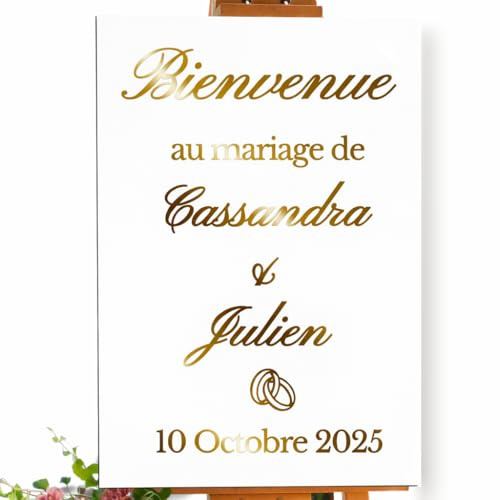 Sticker pour panneau de mariage personnalisé, couleur, typo, motif, taille au choix, bienvenue au mariage de, accueil cérémonie, mariage champêtre, fête, autocollant