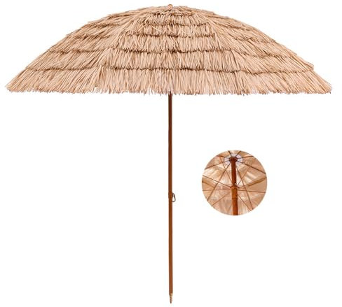ELZEM Parasol De Jardin Extérieur Parasol Paille Hawaii Parasol De Plage Anti Uv Parasol Exterieur Inclinable Hauteur Réglable Pour Plage Cour Et Piscine/avec Sac De Transport(Size:160cm/5.3ft)