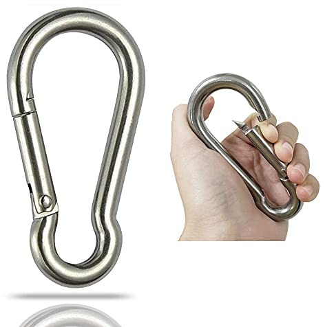 2 Pcs Large Spring Snap Hook Carabiner, 304 Stainless Steel Hook Heavy Duty Carabiner Clip