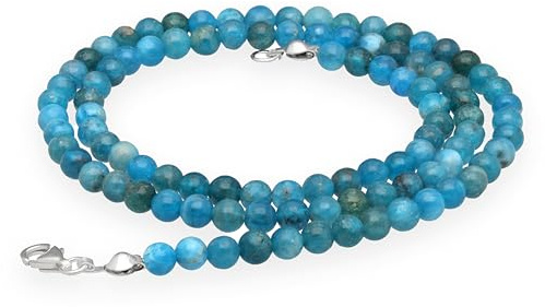 Apatit Kugelkette 4 mm Perlen 45 cm Kette Edelstein Heilstein Silber Damen