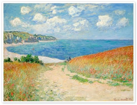 Posterlounge Strandweg durch den Weizen bei Pourville Poster | 40 x 30 cm von Claude Monet Türkis Wandbilder Wanddeko