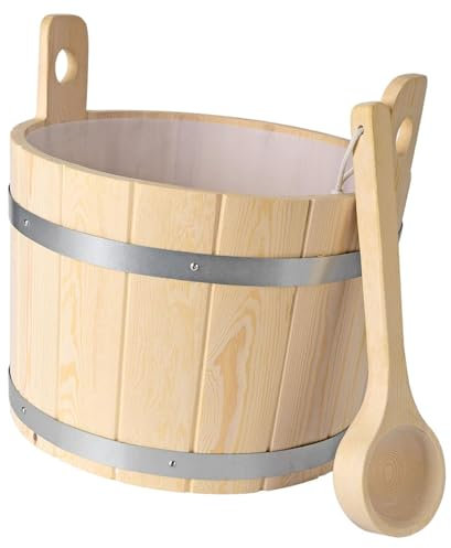perfk Secchio e mestolo per sauna in legno da 17 litri, accessori per sauna, strumento versatile e portatile per la vaporizzazione della SPA, per il bagno,