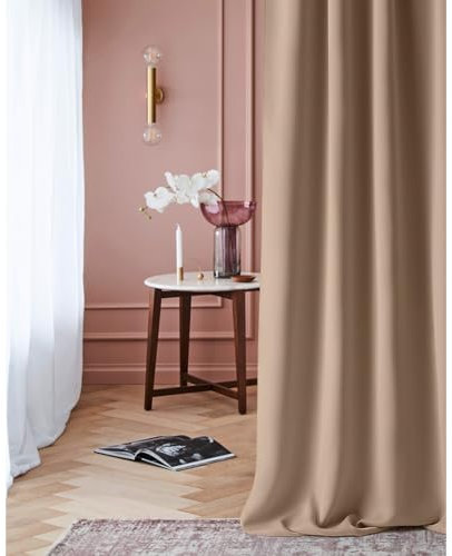 ROOM99 Vorhang mit Kräuselband Laurel 180 x 250 cm Breite x Höhe Verdunkelung Blickdicht Schiebegardinen Curtain Wohnzimmer Schlafzimmer für Schinensystem Beige, 1 Stück