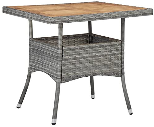 Garten-Esstisch Grau Poly Rattan und Massivholz Akazie,jiangboyue-46172