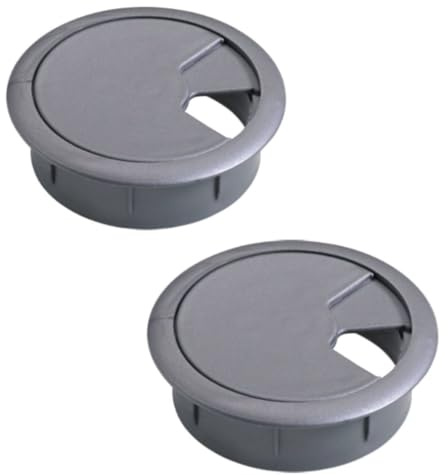 2 Kabeldurchführungen für Schreibtisch - Organisieren und Kabelmanagement mit Leichtigkeit - Durchmesser 60 mm - 2 runde Kabeldurchführung für Schreibtisch für Büro und Zuhause - Grau, 2 Stück