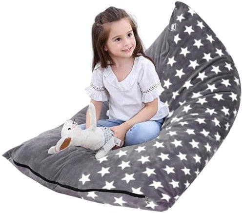 GSDGV Stuffed Animal Storage Bean-Bag Chair Sofa Seat Cover, Soft Bean-Bags Chair Cover with Zipper, Washable Beanbag, Large Stuffed Toys Organizer with Zipper for Kids Adults
