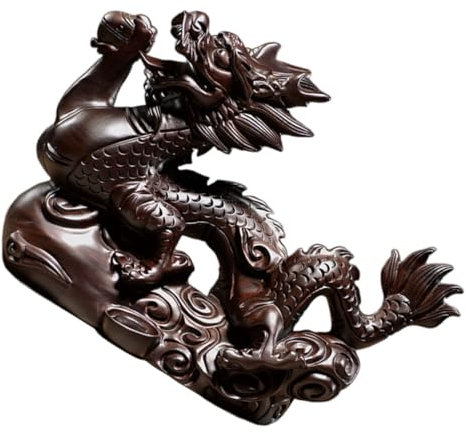 TOPBATHY Elegante Chinesische Holz-drachenfigur Aus Schwarzem Ebenholz Fein Geschnitzte Tisch-deko Für Büro Und Wohnzimmer Glücksbringer Und Feng Shui Schmuckstück Zur Jahresdeko