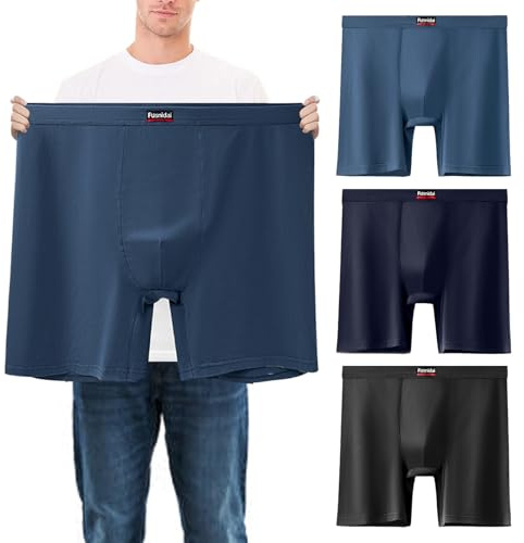 MASHANGGOU Lot de 3 boxers pour homme - Jambes longues - Sous-vêtements anti-frottement - En coton stretch - Respirant - Pour le sport et la course à pied, Mix-d Lot de 3, 9XL grande taille