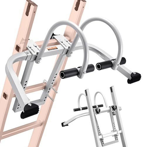 VEVOR Stabilisateur d'Échelle de Toit 2 en 1 en Acier au Carbone, avec Accessoires, Barre, Poignée, Capacité de Charge 150 kg, Compatible avec Différentes Formes d'Échelles pour Gouttière de Toit