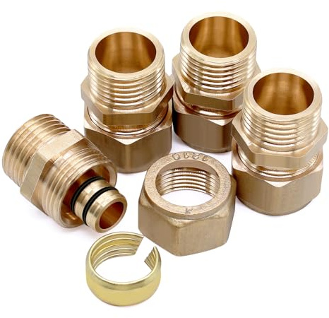 NVGFTG 4 raccordi a vite di transizione 16 mm × 1/2 filettatura esterna raccordo a morsetto in ottone raccordo adattatore tubo in rame connettore per tubo composito in alluminio