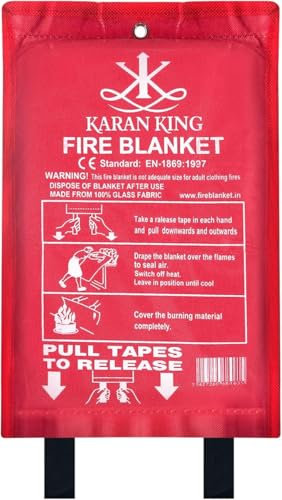 Anikees Large Fire Blanket 1m, Residential & Workplace Fire Protection with Rapid Unfold