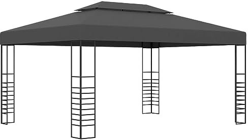 Xichuzi Pavillon, Faltpavillon, Pergola, Partyzelt, Standmarkise, Garten Pavillion, Sonnenzelt, Grillpavillon, 3×4 m Anthrazit