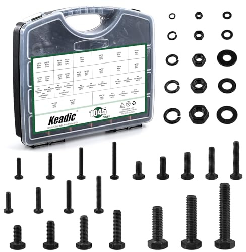Keadic 8,8 - Assortiment de boulons et écrous métriques pour meubles de machinerie (plaqué zinc noir)