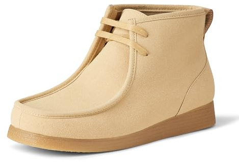 Amazon Essentials Men's Chukka Moc Toe Boots, Sand Faux Suede, 11