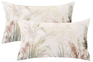 Set di 2 Federe Cuscini da Esterno Impermeabili, Beige Federe Cuscini Divano 70x90, Pianta Motivo Copricuscini Divano Velluto con Cerniera Invisibile per Esterno Giardino Decor, Regalo Donna,Model633