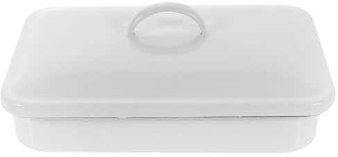 Generico Teglia da Forno Smaltata Antiaderente 24x16 Cm in Materiale Sicuro per Alimenti, Resistente al Calore e Facile da Pulire, per Cottura Famiglia e Dessert Coperchio Pratico