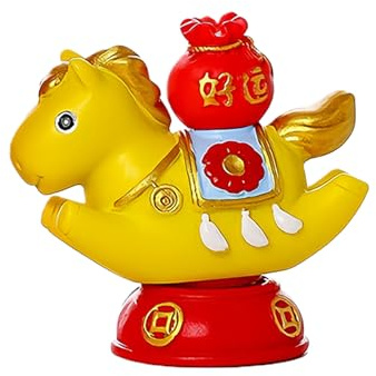 YROHGKPN Signe du zodiaque chinois rotatif Statue de Cheval Nouvel An Maison Bureau Décoration Résine Figure Ornement Cadeau Pour Le Bonheur Réussite Résine Artisanat pour Décoration de Bureau