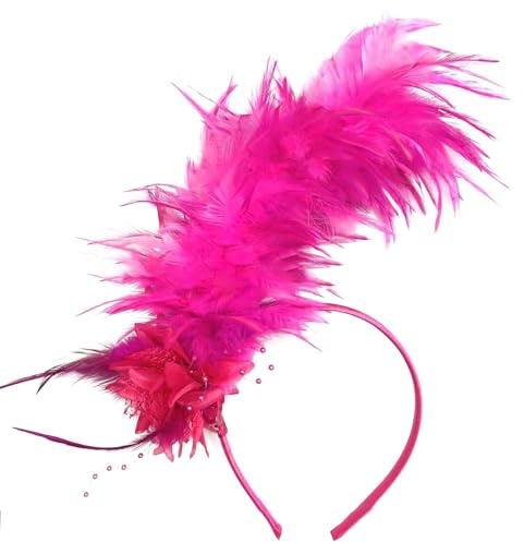 Generisch Feder Haarschmuck Haarreif, 1920Er Fascinator Kopfschmuck Für Damen, Feder 20Er Jahre Stirnband Mit Künstlichen Blumen Für Karneval Cocktail Hochzeit Tee-Party Accessoires