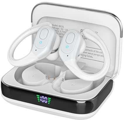 sajawass Wireless Earbuds, Sports Bluetooth Headphones, 75Hrs Playtime Ear Buds with LED Power Display, Noise Canceling Headset, IPX7 Waterproof Earphones for Workout/Running