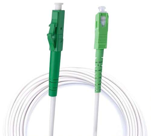 synfarin - 2m SC/APC a LC/APC Singlemode Cable de fibra óptica 3,0 mm - OS2 Simplex, LSZH, blanco, baja atenuación, FTTH cable de conexión para router y ONT, 2 metros