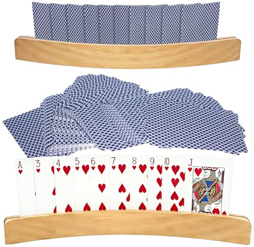 pangutheos Kartenhalter Kinder Set, 2 Stück, 33cm | Robustes, geschwungenes Design, Für Senioren geeignet, Für Brettspielfans geeignet, Spielkartenhalter