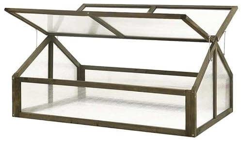 Serra in legno di abete massiccio, 114 x 80 x 50 cm, robusta e naturale, per giardino, balcone o terrazza, durevole e resistente alle intemperie