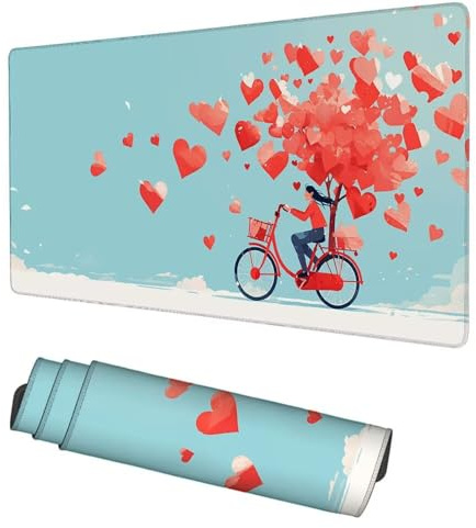 Alfombrilla Ratón Bicicleta Mouse Pad 1200x600x3mm Alfombrilla Gaming Rojo Desk Mat, Protector Escritorio, Accesorios Gaming, Mejora Precisión y Velocidad, para PC Gamer, Portátil, Oficina, f-498