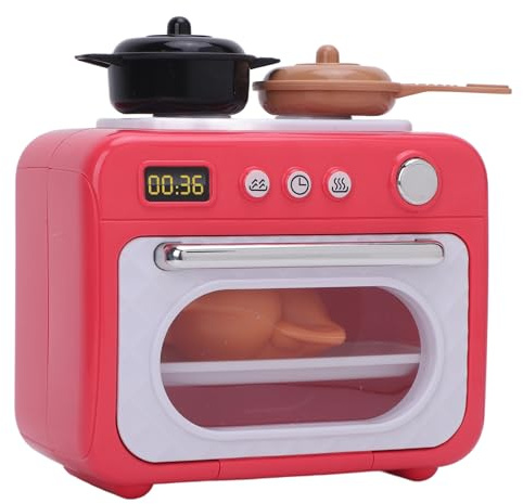 Jiawu Jouet à Micro-Ondes pour Enfants, Boutons de Cadrans Rotatifs Réalistes, Appareil de Cuisine pour Enfants, Jouet de Four à Micro-Ondes avec Accessoires Alimentaires, pour Les Tout-Petits à