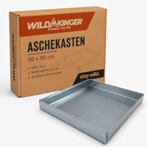 Wildkinger Aschekasten 50x50 cm Aschewanne für Grill Steingrill Feuerstelle