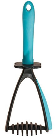 Kochblume Kartoffelstampfer | Silikon-Schaberlippe | Hitzebeständig | Spülmaschinenfest | 28,5 x 11cm | Farbe: türkis