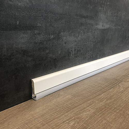 Battiscopa a LED Ormea, 12 x 42 mm, bianco laminato per illuminazione indiretta
