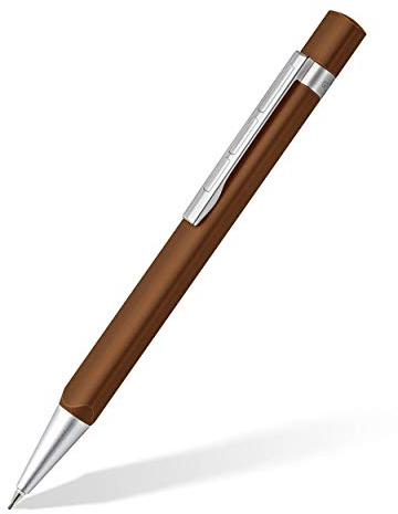 Staedtler TRX, Porte-mine triangulaire brun de haute qualité en aluminium anodisé, Mine de 0.7 mm et mécanisme de propulsion, Fourni avec un étui mat élégant à emporter partout, 766TRX7 07