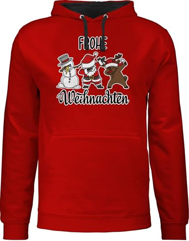 Shirtracer - Pullover Herren Frauen Hoodie Kontrast zweifarbig - - Damen - Frohe Weihnachten Dabbing I Weihnachtsmotiv