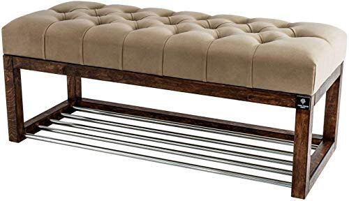EMRA WOOD LPP 4 Höhe 50cm Beige Cappuccino Sitzbank Bank Hocker Flur Eingang Garderobe Holz Lackiert Antik Schick Elegant Neu OVP Shabby Vintage Handarbeit Nach Mass (118, 40)