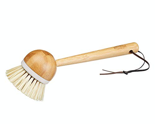 Living Nostalgia Small Round Bamboo Dish Scrub Brush