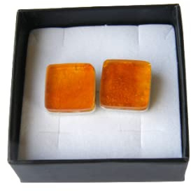 Manschettenknöpfe Herrenschmuck Geschenk Bernstein ORANGE Silber 925 20867