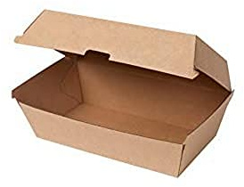 GREENBOX Take Away - Scatola in cartone resistente, 50 pezzi, con coperchio alto, in cartone rigido, 21,4 x 11,4 x 8,5 cm, biodegradabile