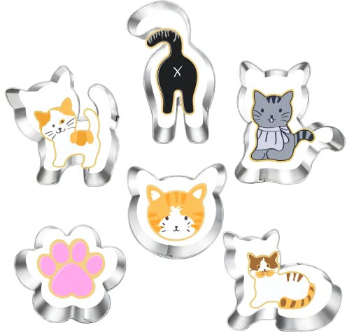 Katze Ausstechformen Set-6 Stück-Gesicht, Hintern,Pfote und 3 niedliche Formen Körper Ausstechformen für Katze Themed Party