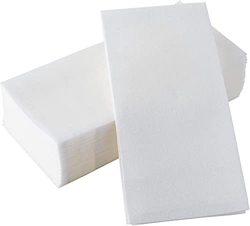SUZZYVINE Quality Disposable Hand Towels,Linen Feel Luxury White Paper Hand Towels,Paper Napkins Perfect for Bathroom,Dinner and Wedding,Soft and Absorbent,Pack of 100.