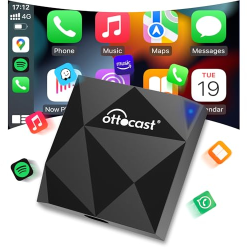 OTTOCAST CarPlay-Wireless-Adapter für iPhone, Kabellos CarPlay Dongle Automatische Verbindung Drahtloses Kompatibel mit verkabelte CarPlay-Funktion im Auto(Baujahr: 2016-2024)