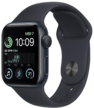 Apple Watch SE (2ᵉ génération) (GPS, 40mm) Montre connectée - Boîtier en Aluminium Minuit, Bracelet Sport Minuit - Regular. Suivi de la Forme Physique et du Sommeil, détection des Accidents