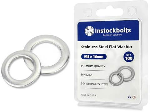Unterlegscheiben M8, Große Flach Unterlegscheiben M8 X 17mm Dicke 1.6mm Edelstahl Beilagscheiben DIN125 A2 V2A(50 Stück)