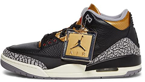 Nike Air Jordan 3 Retro Black Cement Gold 38 1/2