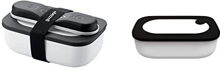 Guzzini Store On The Go Set Lunch Box con Posate da Viaggio, 20 x 12 x h7 cm, 900ml-Bianco, Polipropilene, Thermo Poli Rock, Stainless Steel, Bianco, 02 Lunchbox con Contenitore