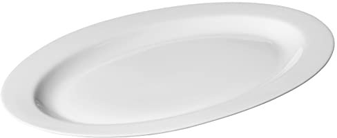METRO Professional juego de 10 Platos llanos ovalados de porcelana blanca, Ø 35.8 cm