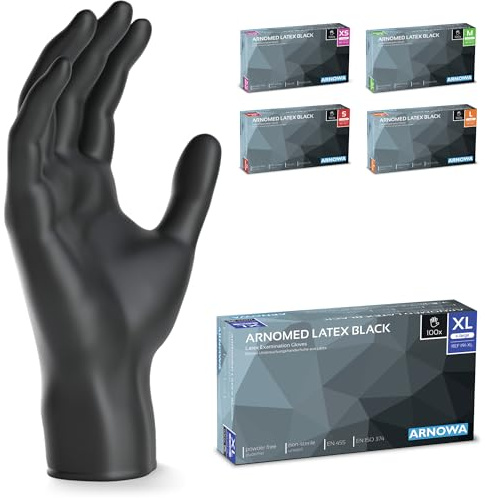 1000x ARNOMED® Einweghandschuhe puderfrei XL, Latexhandschuhe Schwarz | Handschuhe Latex Einweg, Putzhandschuhe, Latex Handschuhe, Einmalhandschuhe / Einweg-Handschuhe in XS, S, M, L & XL