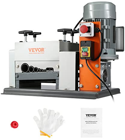 VEVOR Machine à Dénuder Électrique 1,5-40 mm Dénudeur Câble Automatique Motorisé 1500 W Dénudeuse 27 m/min Pince à Dénuder à Double Lame Couper et Dénuder 9 Canaux de Dénudage pour Recyclage Cuivre